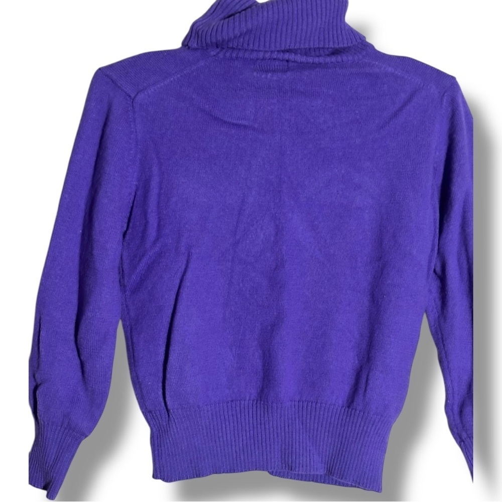 Bogner Vintage Cozy Vibrant Purple Turtleneck Long Sleeve Relaxed Fit Sweater - Picture 15 of 16